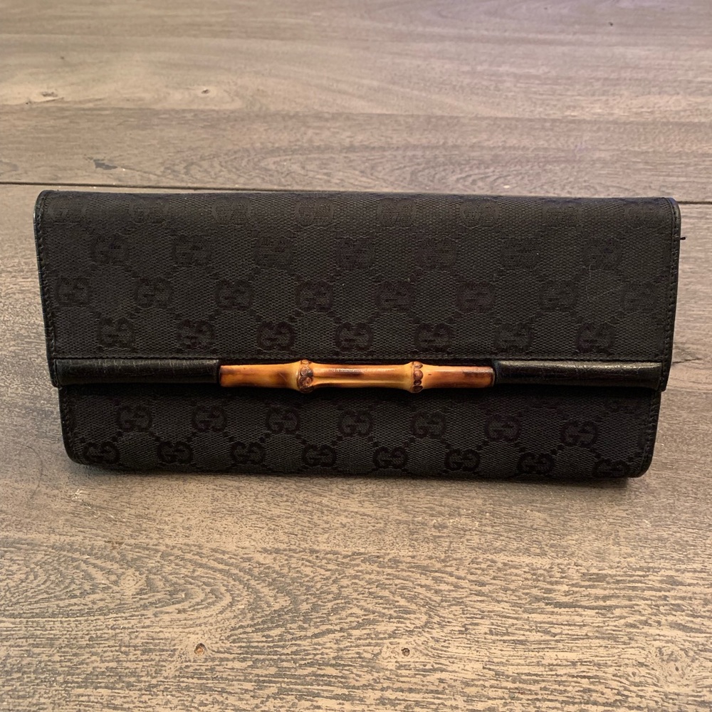 Gucci GG Canvas Bamboo Clutch